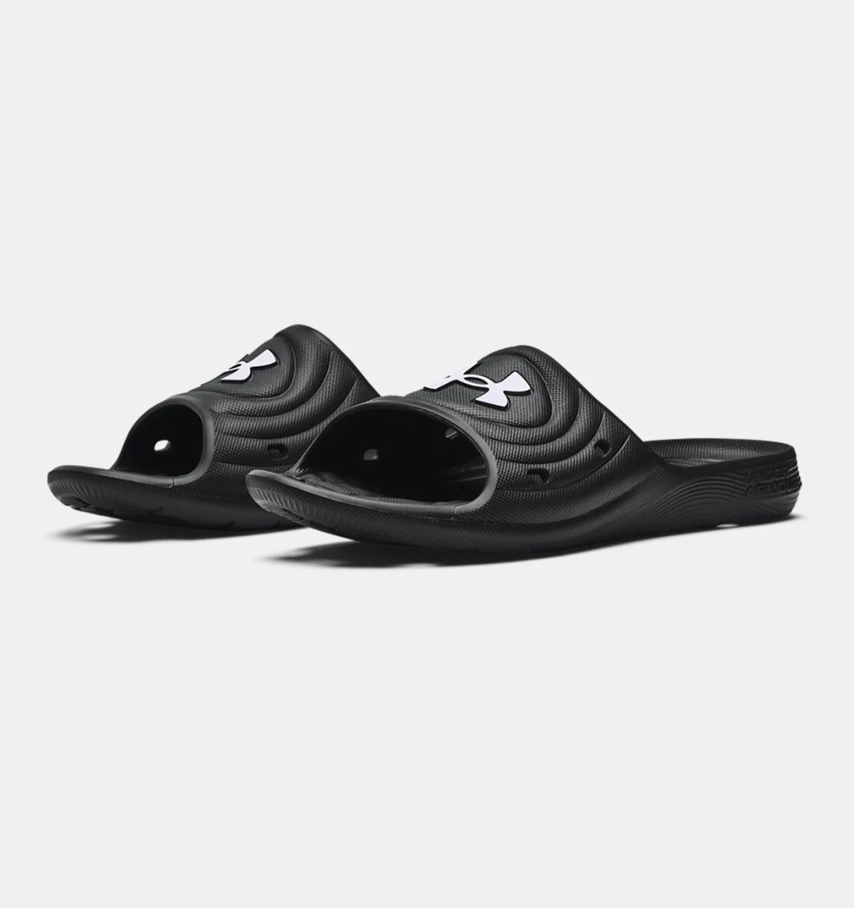 'Under Armour' Men's Locker IV Slide Sandal - Black / Black / White 4 'Under Armour' Men's Locker IV Slide Sandal - Black / Black / White - Image 4