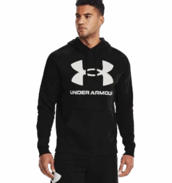 'Under Armour' Men's Rival Fleece Big Logo Hoodie - Black / Onyx White