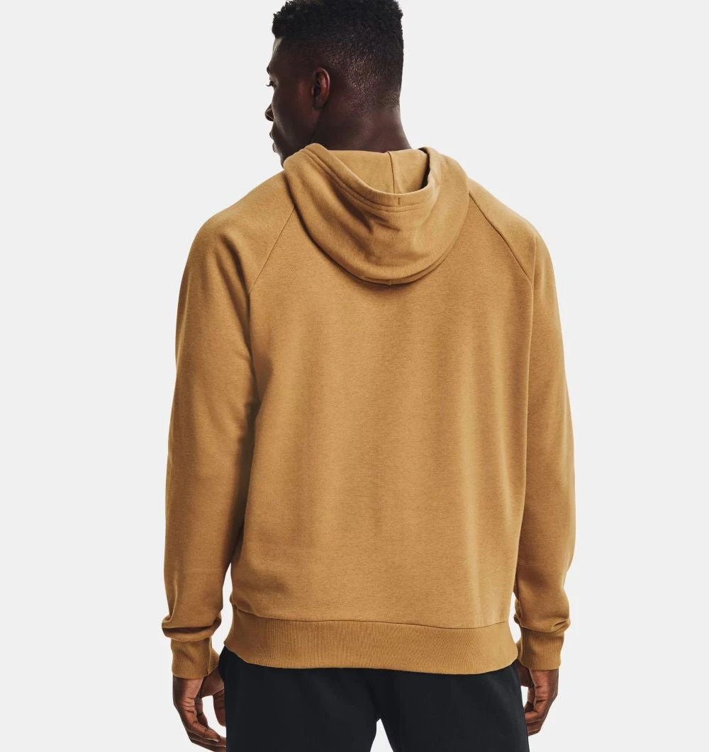 'Under Armour' Men's Rival Fleece Big Logo Hoodie - Antique Ochre / Omega Orange 2 'Under Armour' Men's Rival Fleece Big Logo Hoodie - Antique Ochre / Omega Orange - Image 2