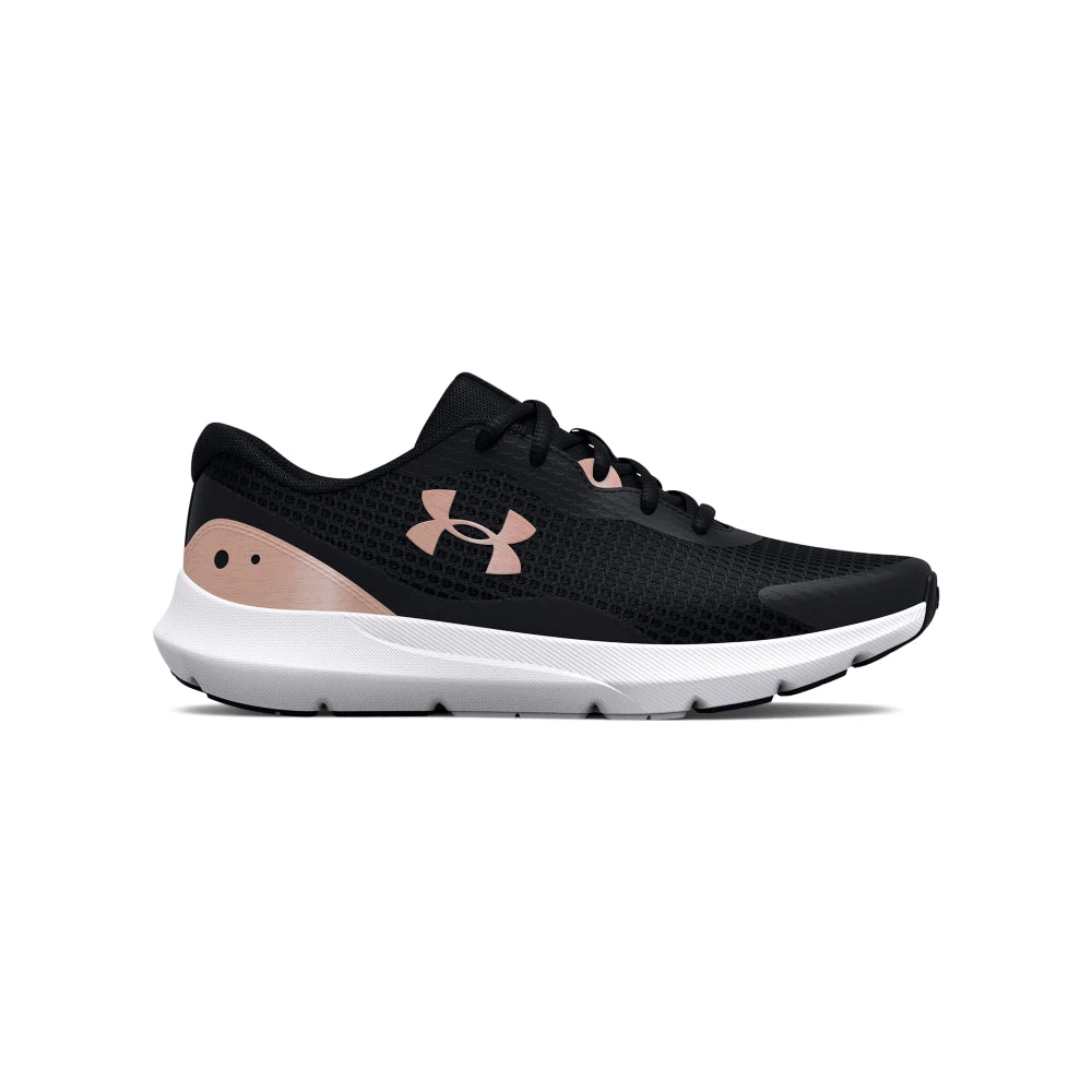 'Under Armour' Women's Surge 3 - Black / White / Rose Gold 1 'Under Armour' Women's Surge 3 - Black / White / Rose Gold