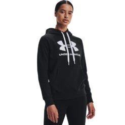 'Under Armour' Women's Rival Fleece Logo Hoodie - Black / White