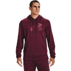 'Under Armour' Men's Armour Fleece® Big Logo Hoodie - Dark Maroon / League Red