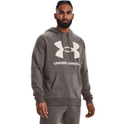 'Under Armour' Men's Rival Fleece Big Logo Hoodie - Fresh Clay / Onyx White
