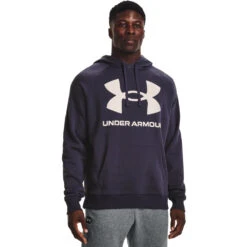 'Under Armour' Men's Rival Fleece Big Logo Hoodie - Tempered Steel / Onyx White