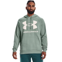 'Under Armour' Men's Rival Fleece Big Logo Hoodie - Opal Green / Onyx White