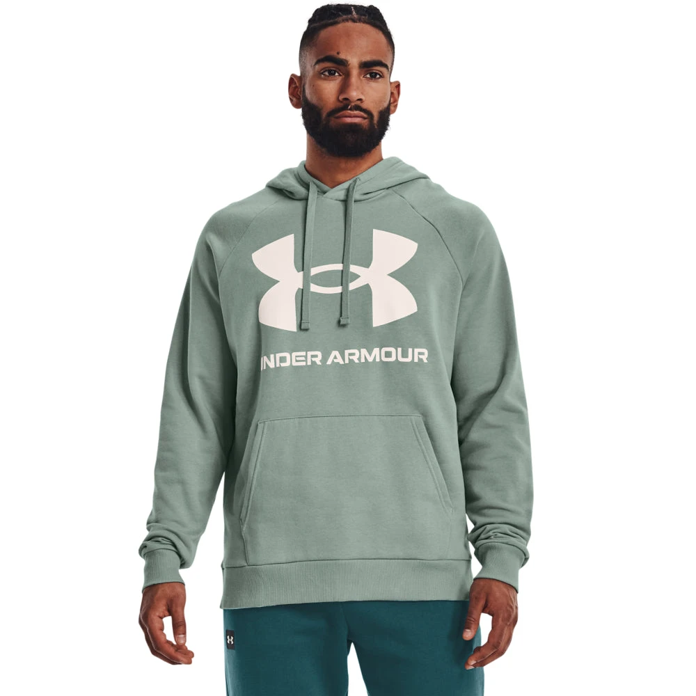 'Under Armour' Men's Rival Fleece Big Logo Hoodie - Opal Green / Onyx White 1 'Under Armour' Men's Rival Fleece Big Logo Hoodie - Opal Green / Onyx White