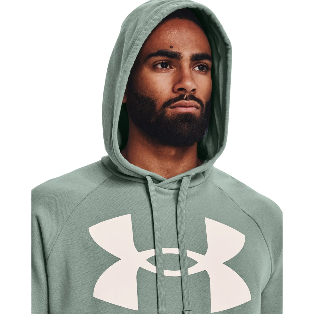 'Under Armour' Men's Rival Fleece Big Logo Hoodie - Opal Green / Onyx White 2 'Under Armour' Men's Rival Fleece Big Logo Hoodie - Opal Green / Onyx White - Image 2