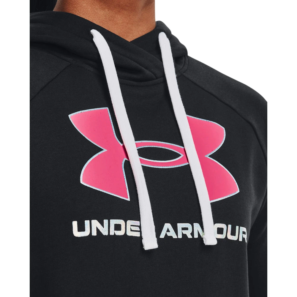 'Under Armour' Women's Rival Fleece Big Logo Foil Outline Hoodie - Black 2 'Under Armour' Women's Rival Fleece Big Logo Foil Outline Hoodie - Black - Image 2