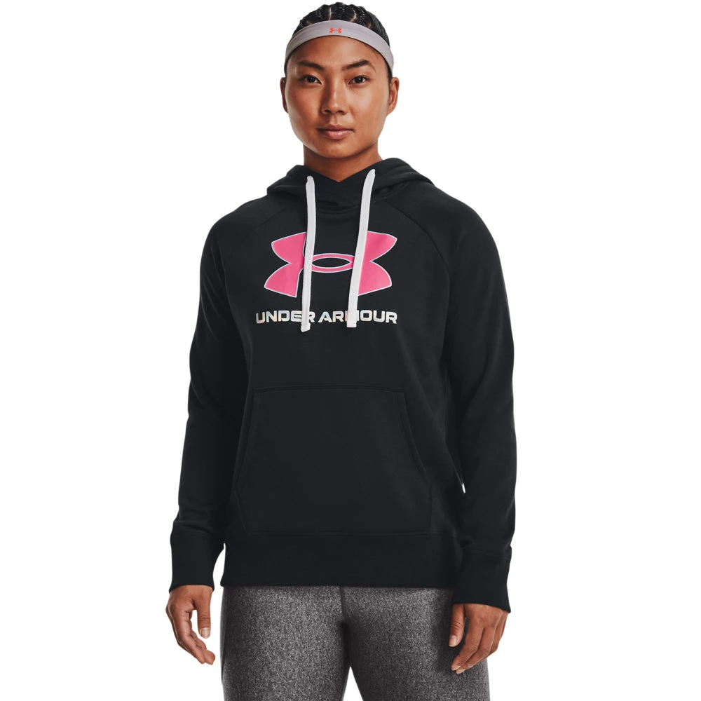 'Under Armour' Women's Rival Fleece Big Logo Foil Outline Hoodie - Black 1 'Under Armour' Women's Rival Fleece Big Logo Foil Outline Hoodie - Black