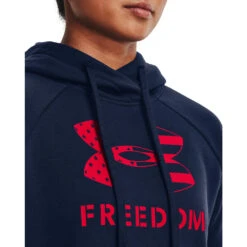 'Under Armour' Women's Freedom Rival Hoodie - Academy / Red -Under Armour Sales s7.V5 1370026 408 COLLAR 1024x1024@2x