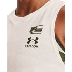 'Under Armour' Women's Freedom Repeat Muscle Tank - Onyx White / Marine OD Green -Under Armour Sales s7.V5 1370071 112 COLLAR 1024x1024@2x