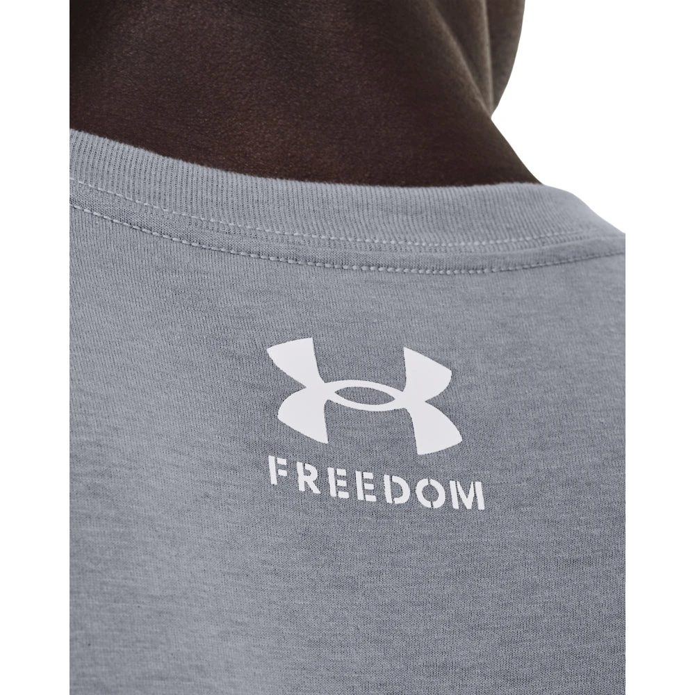 'Under Armour' Men's Freedom Hook T-Shirt - Steel / White 3 'Under Armour' Men's Freedom Hook T-Shirt - Steel / White - Image 3