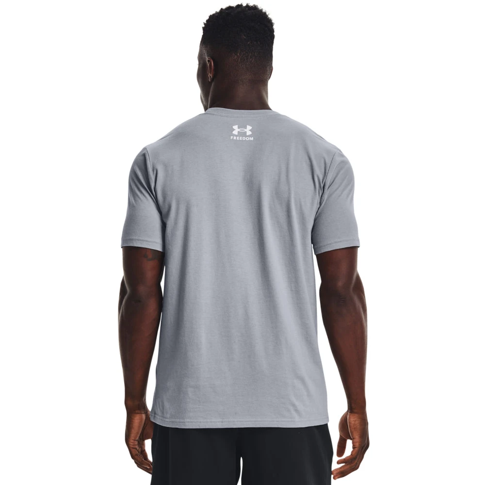 'Under Armour' Men's Freedom Hook T-Shirt - Steel / White 2 'Under Armour' Men's Freedom Hook T-Shirt - Steel / White - Image 2