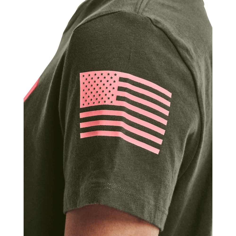 'Under Armour' Women's Freedom Logo T-Shirt - Marine OD Green / Pink Sands 2 'Under Armour' Women's Freedom Logo T-Shirt - Marine OD Green / Pink Sands - Image 2