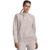 'Under Armour' Women's Rival Fleece Oversized Hoodie - Ghost Grey Light Heather - White